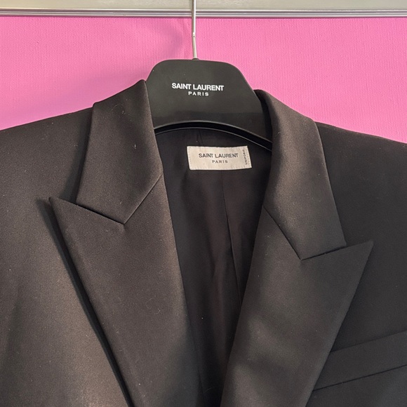 ♥️ Saint Laurent Black Double-Breasted Cotton Blazer - Picture 3 of 13